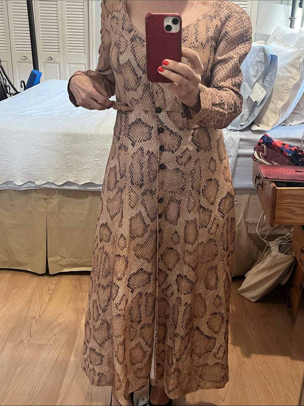 Mara Hoffman Snake-Print Maxi Dress In Tan And Brown